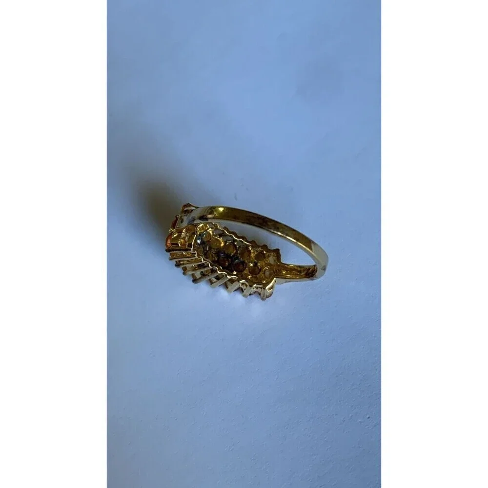 Citrine Pyramid 1.75 CT  Ring Size 7 Gold Plated .925 Sterling Silver